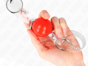 KINK - MORDAZA DE BOLA ROJA DE PVC TRANSPARENTE AJUSTABLE - Imagen 3