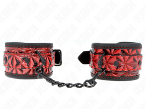 KINK - MUÑEQUERAS CON PATRÓN DE DIAMANTES ROJO OSCURO AJUSTABLE 17-26 CM X 5.5 CM - Imagen 1