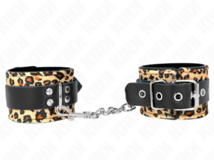 KINK - MUÑEQUERAS DE CUERO ESTILO LEOPARDO AJUSTABLE 18-29 CM X 5.5 CM - Imagen 1