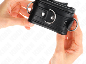 KINK - MUÑEQUERAS ESTILO HEAVY FORRO NEGRO AJUSTABLE 20-30 CM X 6 CM - Imagen 3