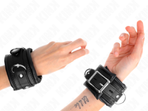 KINK - MUÑEQUERAS ESTILO HEAVY FORRO NEGRO AJUSTABLE 20-30 CM X 6 CM - Imagen 4