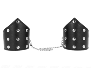 KINK - MUÑEQUERAS ESTILO PUNTIAGUDO NEGRO CON CADENA AJUSTABLE 17-23 CM X 8.5 CM - Imagen 1