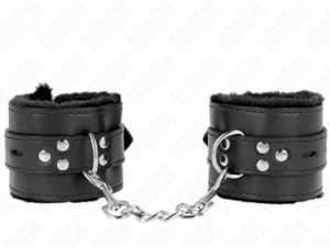 KINK - MUÑEQUERAS FORRADAS CON AGUJEROS CUADRADOS NEGRO Y CORREA NEGRO AJUSTABLE 17-29 CM X 6 CM - Imagen 1