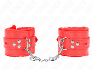 KINK - MUÑEQUERAS FORRADAS CON AGUJEROS CUADRADOS ROJO Y CORREA ROJO AJUSTABLE 17-29 CM X 6 CM - Imagen 1