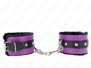 KINK - MUÑEQUERAS FORRADAS PREMIUM NEGRO CON CORREA VIOLETA / NEGRO AJUSTABLE 17-29 CM X 6 CM - Imagen 1