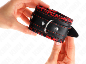 KINK - MUÑEQUERAS FORRADAS ROJO / NEGRO AJUSTABLE 17-29 CM X 6 CM - Imagen 3