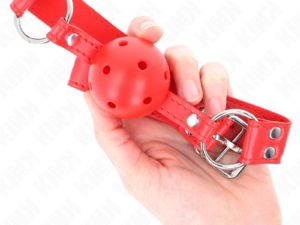 KINK - MORDAZA DE BOLA 4.5 CM DURA HUECA ROJO COMPLETA 62 x 2 CM - Imagen 4