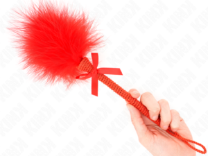 KINK - MASAJEADOR DE CUERDA DE NAILON CON PLUMAS PARA COSQUILLAS Y LAZO ROJO 25 CM - Imagen 2