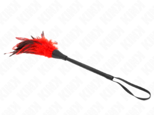 KINK - PLUMAS DE POLLO PARA COSQUILLAS CON FORMA CUERNO DE CRIADA ROJO 36 CM - Imagen 3