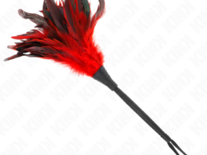 KINK - PLUMAS DE POLLO PARA COSQUILLAS CON FORMA CUERNO DE CRIADA ROJO 36 CM - Imagen 1