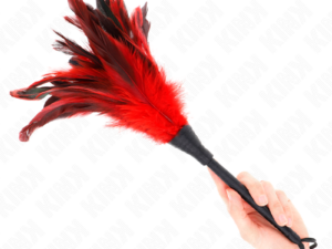 KINK - PLUMAS DE POLLO PARA COSQUILLAS CON FORMA CUERNO DE CRIADA ROJO 36 CM - Imagen 2