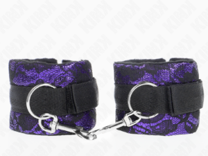 KINK - MUÑEQUERAS CORTAS DE ENCAJE TERCIOPELO Y UNIÓN DE NYLON VIOLETA/NEGRO 23 X 6.5 CM - Imagen 1