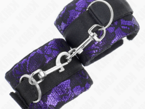 KINK - MUÑEQUERAS CORTAS DE ENCAJE TERCIOPELO Y UNIÓN DE NYLON VIOLETA/NEGRO 23 X 6.5 CM - Imagen 2