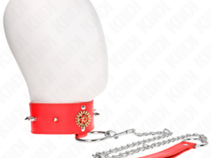 KINK - COLLAR CON CORREA 65 CM CUELLO DE DIAMANTES ROJO AJUSTABLE 35-51 CM X 7 CM - Imagen 2