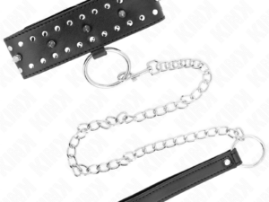 KINK - COLLAR CON CORREA 65 CM CON TACHUELAS PLATEADAS MODELO 1 AJUSTABLE 36-43 CM X 5 CM - Imagen 3