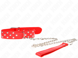 KINK - COLLAR CON CORREA 65 CM REMACHE ANILLA ROJO AJUSTABLE 36-50 CM X 3.8 CM - Imagen 1