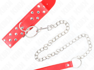 KINK - COLLAR CON CORREA 65 CM REMACHE ANILLA ROJO AJUSTABLE 36-50 CM X 3.8 CM - Imagen 5