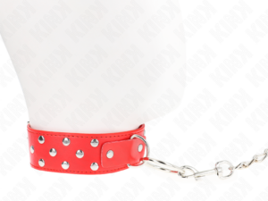 KINK - COLLAR CON CORREA 65 CM REMACHE ANILLA ROJO AJUSTABLE 36-50 CM X 3.8 CM - Imagen 3