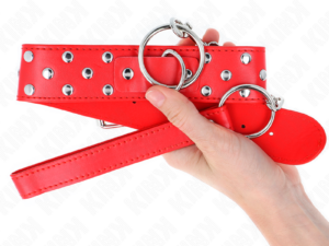 KINK - COLLAR CON CORREA 65 CM REMACHE ANILLA ROJO AJUSTABLE 36-50 CM X 3.8 CM - Imagen 4