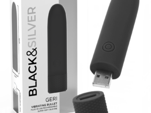 BLACK  SILVER - GERI BALA VIBRADORA RECARGABLE POR USB 8 VIBRACIONES NEGRO 10 X 2.2 CM - Imagen 1