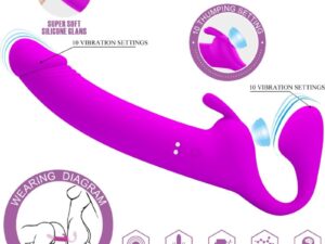 PRETTY LOVE - ZANINI DILDO STRAP-ON SIN ARNÉS 10 VIBRACIONES MORADO