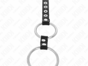 KINK - ANILLO PENE METAL DOBLE 3.8 CM A 5 CM CONECTADOS CON CUERO - Imagen 3