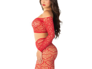 LEG AVENUE - CROP TOP + MEDIAS ROJO TALLA ÚNICA - Imagen 3
