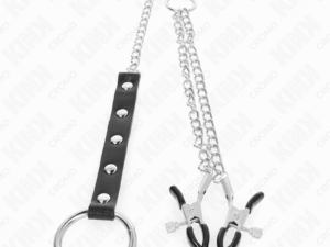 KINK - ANILLO PENE METAL CON CADENA Y PINZAS PARA PEZONES AJUSTABLE - Imagen 3