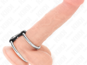 KINK - ANILLO PENE DOBLE METAL 3.7 CM A 5 CM CONECTADOS POR CORREA POLIPIEL MODELO 2 - Imagen 2