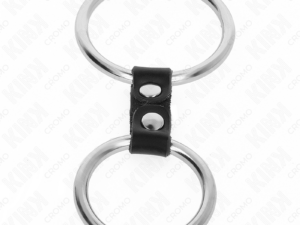 KINK - ANILLO PENE DOBLE METAL 3.7 CM A 5 CM CONECTADOS POR CORREA POLIPIEL MODELO 2 - Imagen 3