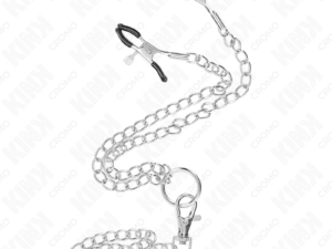 KINK - ANILLO PENE TRIPLE METAL CROMADO 3.8 CM A 5 CM CON CADENA METAL 26 CM Y PINZAS PARA PEZONES MODELO 1 - Imagen 4