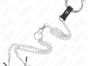 KINK - ANILLO PENE TRIPLE METAL CROMADO 3 CM A 4.5 CM CON CADENA METAL 26 CM Y PINZAS PARA PEZONES - Imagen 5