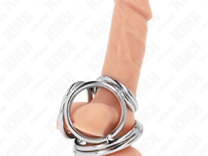 KINK - ANILLO PENE TRIPLE METAL CROMADO 3.8 CM A 5 CM MODELO 1 - Imagen 3