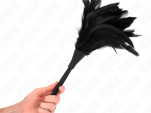 KINK - PLUMAS DE POLLO PARA COSQUILLAS CON FORMA CUERNO DE CRIADA NEGRO 36 CM - Imagen 2