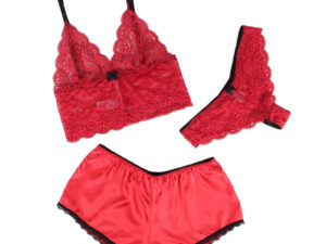SUBBLIME - 953898 SET 3 PIEZAS ENCAJE Y SATEN ROJO S/M - Imagen 3