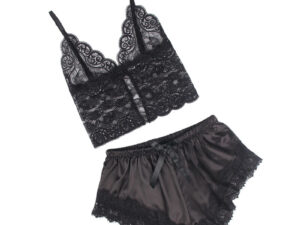 SUBBLIME - 953942 PIJAMA SEXY SATEN Y  ENCAJE NEGRO L/XL - Imagen 4