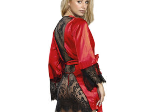 SUBBLIME - 954024 CAMISON DE ENCAJE ESPALDA TRANSPARENTE + TANGA ROJO/NEGRO L/XL - Imagen 2