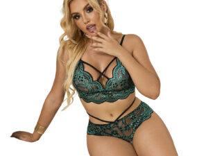 SUBBLIME - 954093 SUJETADOR + PANTIES ENCAJE VERDE L/XL - Imagen 3