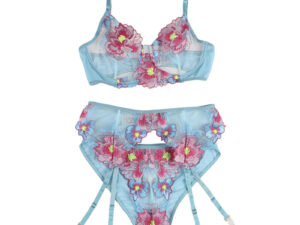 SUBBLIME - 954109 SUJETADOR + PANTIES CON LIGUERO DISEÑO FLORAL AZUL S/M - Imagen 5