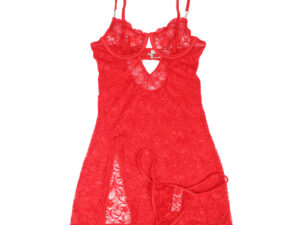 SUBBLIME - 954208 BABYDOLL DE ENCAJE CON TIRANTES AJUSTABLES ROJO S/M - Imagen 4