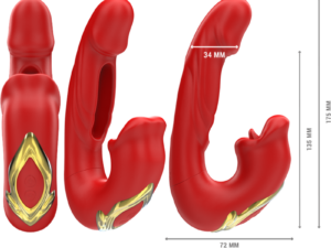 INTENSE - NATHY VIBRADOR DOBLE CON BOCA ESTIMULADORA MULTIFUNCIÓN ROJO - Imagen 3