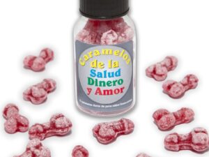 DIABLO PICANTE - 12 CARAMELOS DE LA SALUD-DINERO-AMOR FORMA PENE FRESA/CEREZA - Imagen 1