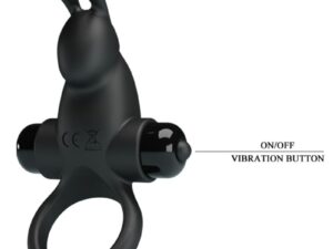 PRETTY LOVE - ANILLO VIBRADOR + ESTIMULADOR RABBIT CLÍTORIS 10 VIBRACIONES NEGRO - Imagen 4