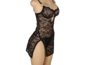 SUBBLIME - 954185 BABYDOLL DE ENCAJE CON TIRANTES AJUSTABLES NEGRO S/M - Imagen 4