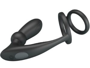 PRETTY LOVE - EMONI ANILLO PENE + PLUG ANAL 12 VIBRACIONES NEGRO - Imagen 4
