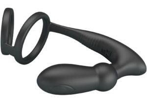 PRETTY LOVE - EMONI ANILLO PENE + PLUG ANAL 12 VIBRACIONES NEGRO - Imagen 3