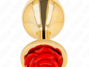 KINK - PLUG ANAL DORADO ROSA ROJA TALLA M - Imagen 1