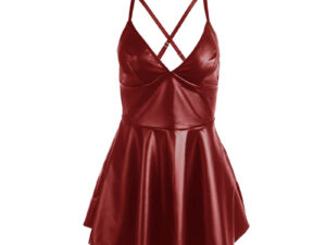 SUBBLIME - 955397 VESTIDO CON TIRANTES DE CUERO BURDEOS S/M - Imagen 5