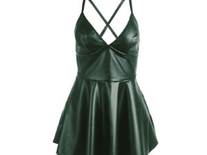 SUBBLIME - 955441 VESTIDO CON TIRANTES DE CUERO VERDE L/XL - Imagen 5