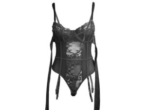 SUBBLIME - 955502 BODY DE ENCAJE CON LAZOS Y LIGAS NEGRO L/XL - Imagen 4